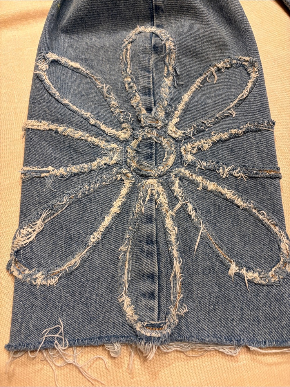 BDG Denim Wide-Leg Jeans with Distressed Daisy Appliqués - Blue - Picture 3 of 5